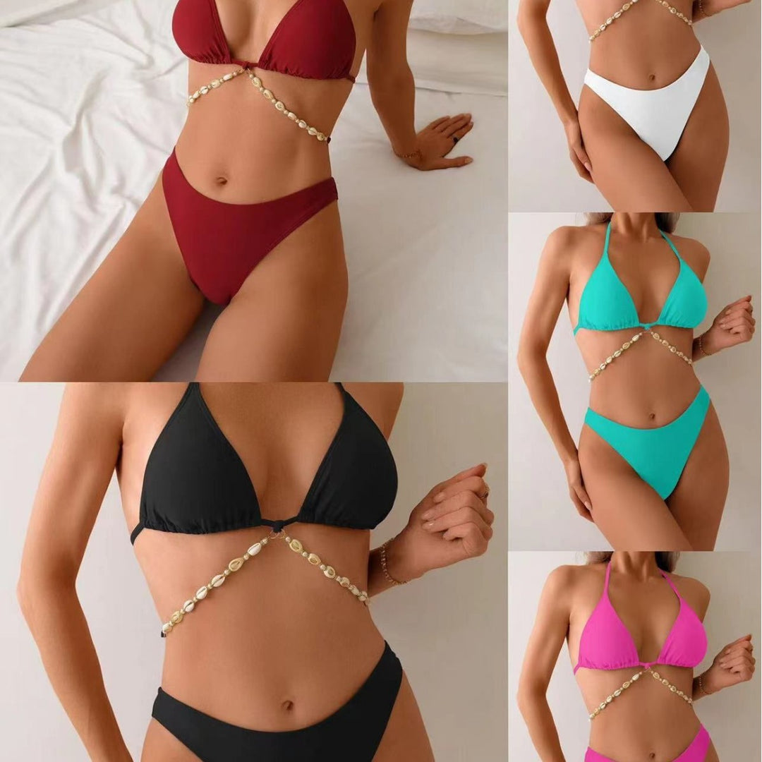 Damen Triangel-Bikini mit einzigartigem Bead-Detail EB
