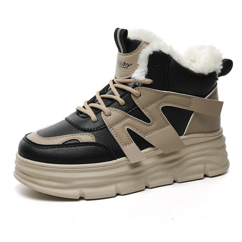 Damen modische High-Top Sneakers mit kuscheligem Innenfutter und robustem Profil EB