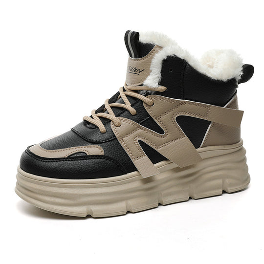 Damen modische High-Top Sneakers mit kuscheligem Innenfutter und robustem Profil EB