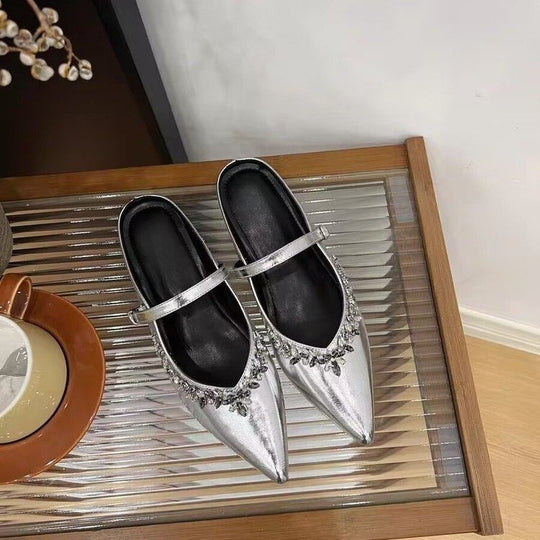 Damen elegante Slingback-Schuhe mit Kristallverzierungen EB