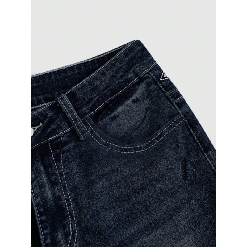 Damen Bootcut Jeans mit aufwendigen Stickereien und hohem Bund EB