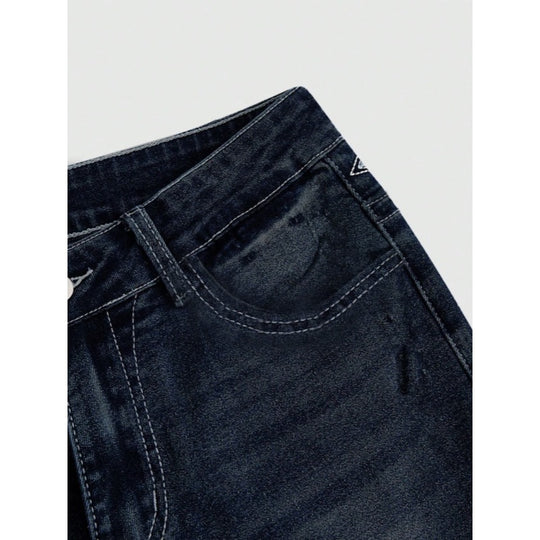 Damen Bootcut Jeans mit aufwendigen Stickereien und hohem Bund EB