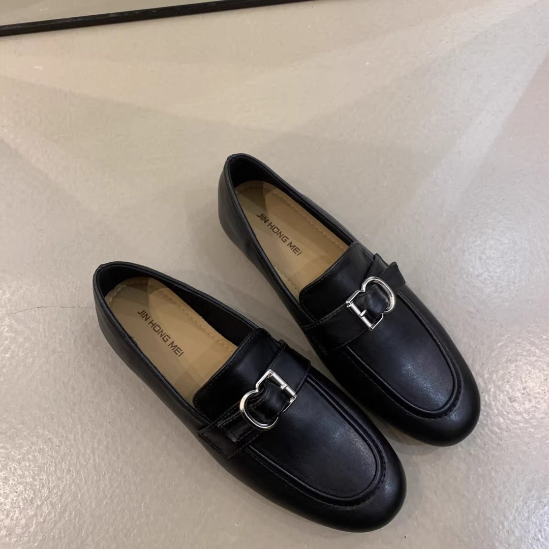 Damen elegante Mokassins mit dekorativem Schnallenverschluss EB