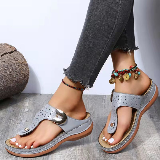 Damen Komfort-Sandalen mit anatomischem Fußbett und modischem Riemendesign EB