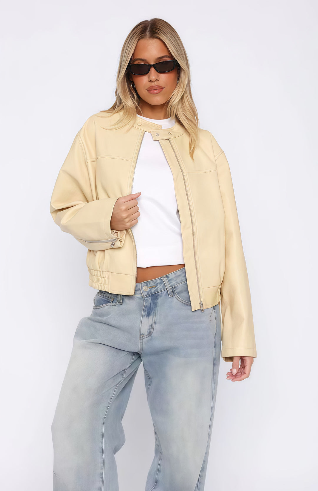 Damen lässige und stilvolle Kunstlederjacke EB