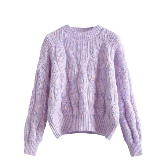 Damen Grobstrickpullover mit innovativem Wellenmuster EB