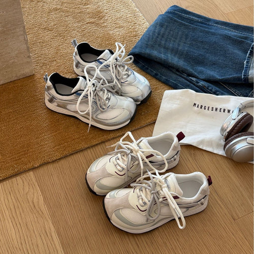 Damen Sportliche Lace-Up Sneaker mit atmungsaktiver Mesh-Oberfläche und dämpfender Sohle EB