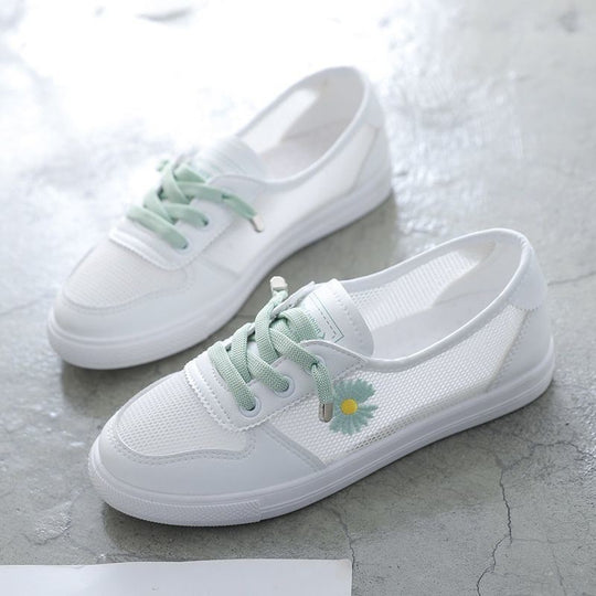 Damen Sportliche Sneakers mit atmungsaktiver Mesh-Oberfläche und floralem Detail EB