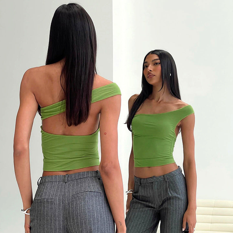 Damen trendiges Neckholder-Top mit elegantem V-Ausschnitt und figurschmeichelndem Schnitt EB