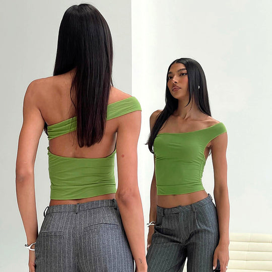 Damen trendiges Neckholder-Top mit elegantem V-Ausschnitt und figurschmeichelndem Schnitt EB