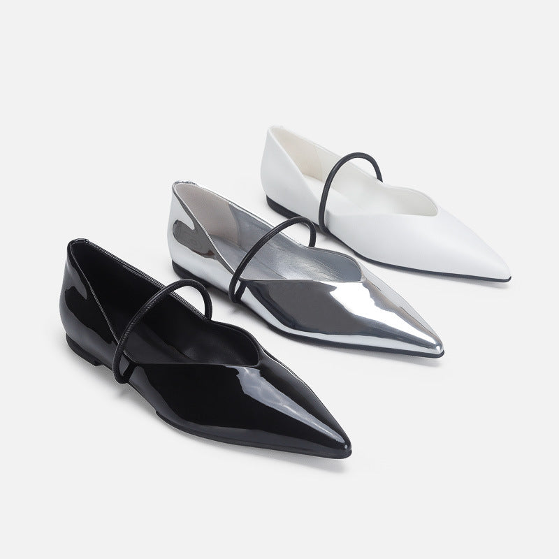 Damen Elegante und moderne Ballerinas mit asymmetrischem Riemen EB