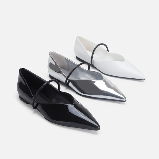 Damen Elegante und moderne Ballerinas mit asymmetrischem Riemen EB