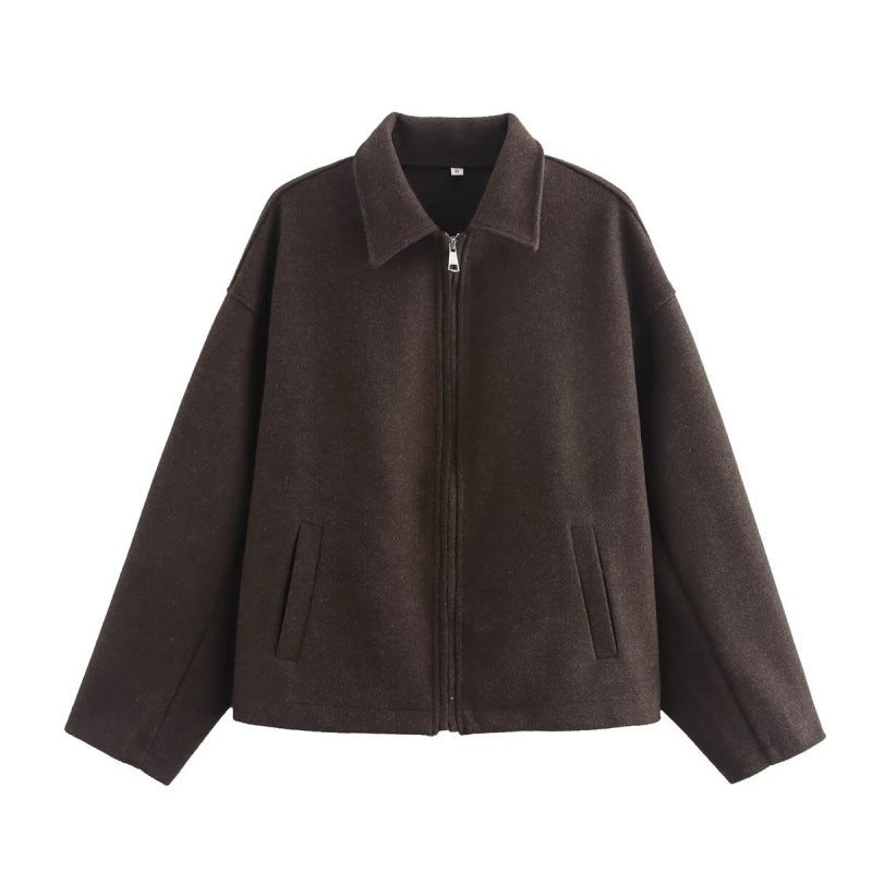 Damen Oversized Fleecejacke mit Reißverschluss und Hemdkragen EB