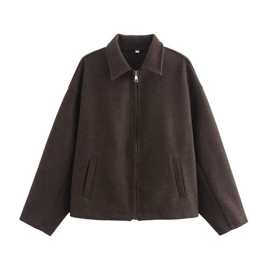 Damen Oversized Fleecejacke mit Reißverschluss und Hemdkragen EB