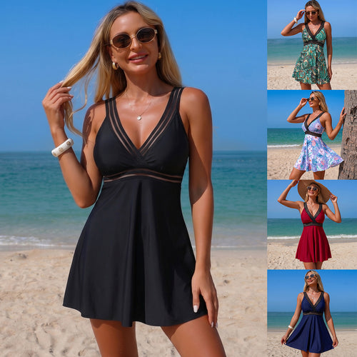 Damen Schwimmdress mit modischem Paisleymuster EB