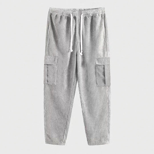Herren nan gerippte Cargo-Jogginghose mit elastischem Komfortbund, seitlichen Klappentaschen und tapered Bein EB