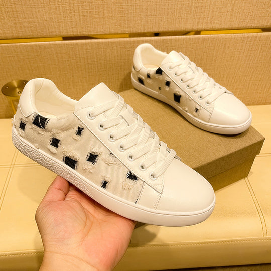 Damen Modische Sneakers aus hochwertigem Leder mit einzigartigem Design und bequemer Dämpfung EB