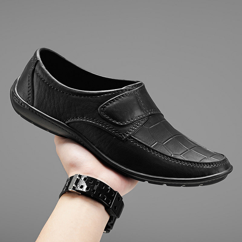 Herren Komfortable Leder Slipper mit leichtem Klettverschluss EB