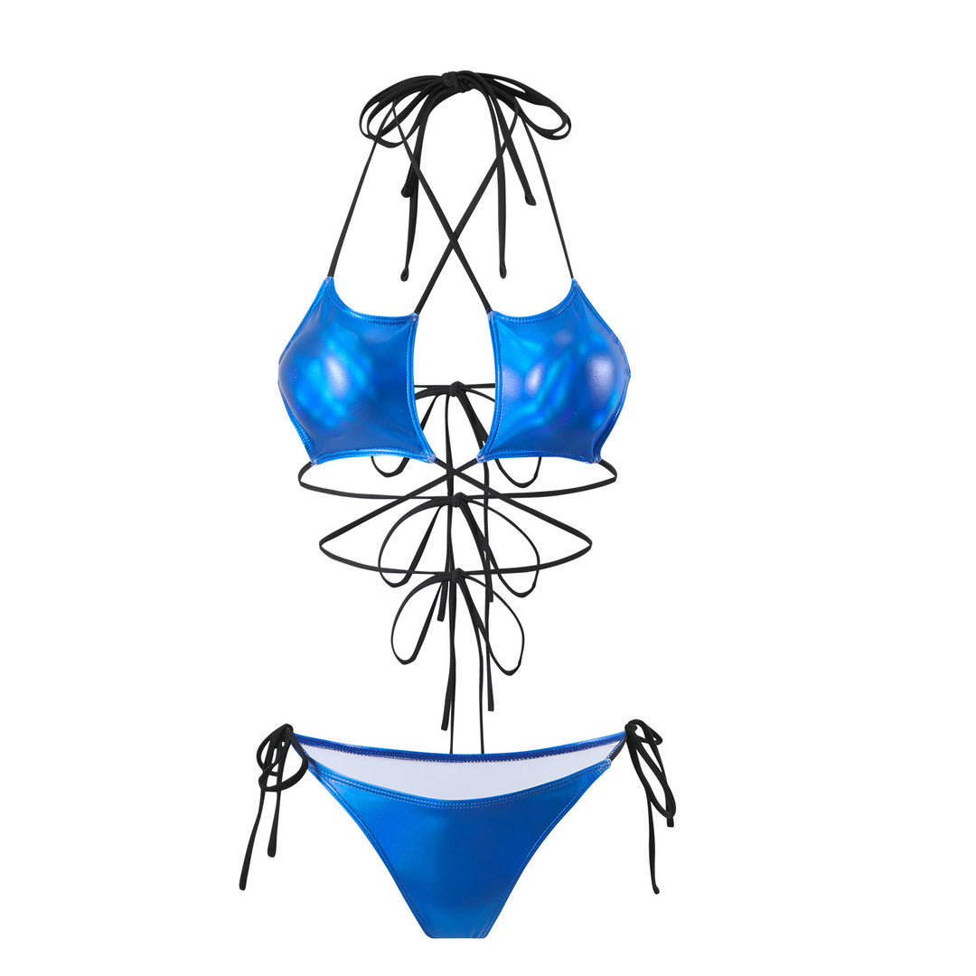 Damen Hochgeschnittener Bikini mit elegantem Schnür-Design EB