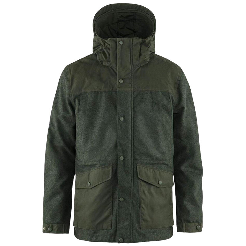 Herren funktionale Winterjacke mit abnehmbarem Kapuzenkragen und großen Taschen EB