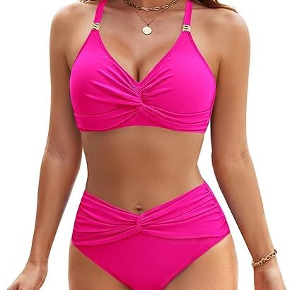 Damen Hochgeschnittener Bikini mit elegantem Wickeldetail EB