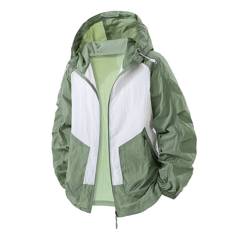 Damen leichte Windbreaker-Jacke mit verstellbarem Kapuzenkragen und atmungsaktiven Eigenschaften EB