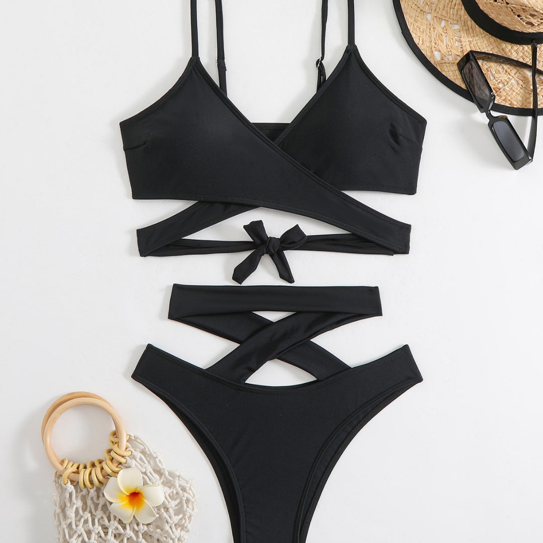 Damen Bikini-Set mit elegantem Wickeldesign und verstellbaren Trägern EB