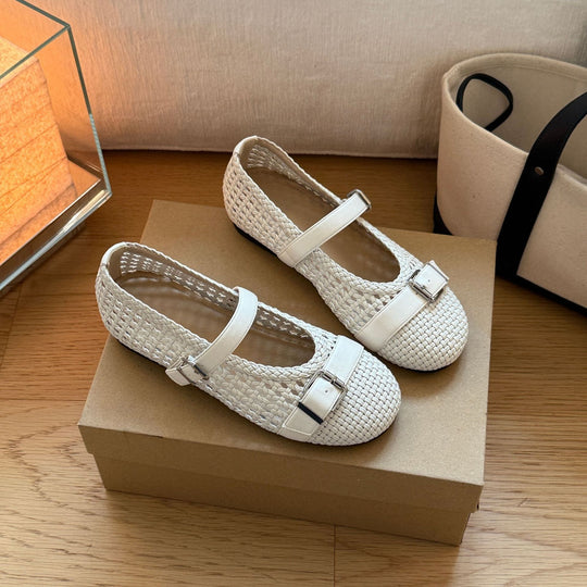 Damen Mary Jane Ballerinas mit modischem Riemchen und eleganter Schnalle EB