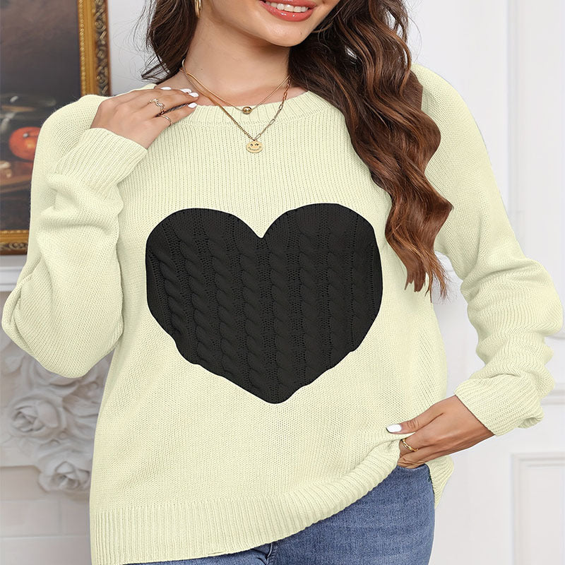 Damen legerer Pullover mit Herzdesign EB