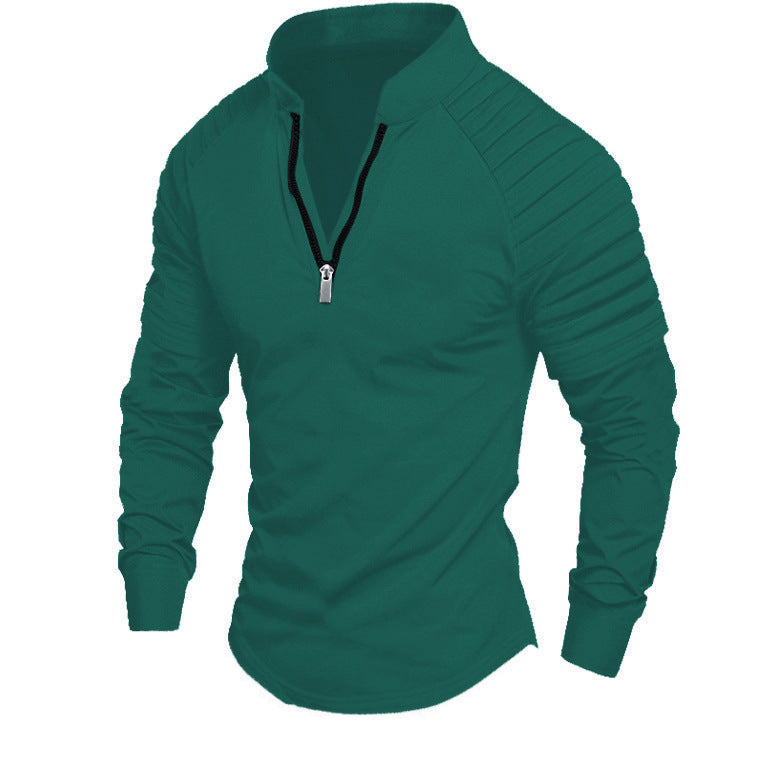 Herren nan Slim-Fit Troyer mit gesteppter Schulterpasse und halbem Reißverschluss EB