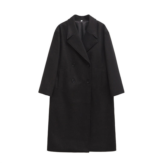 Damen Eleganter Übergrößen Doppelreiher-Wollmantel EB
