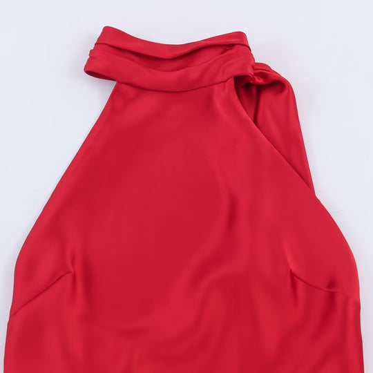 Damen Lange Abendrobe mit elegantem Kragen und Spitzenakzenten EB