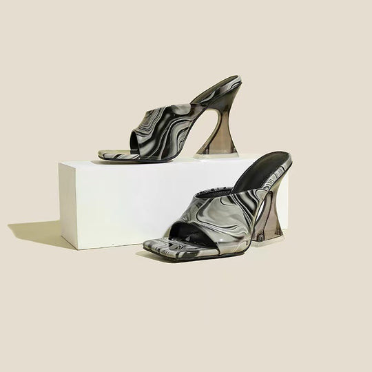 Damen Absatzsandalen mit elegantem Design und transparentem Blockabsatz EB