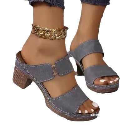 Damen bequeme und stilvolle Blockabsatz-Sandalen EB