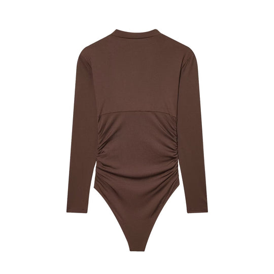 Damen Body mit elegantem V-Ausschnitt und dezenter Raffungsdetail EB