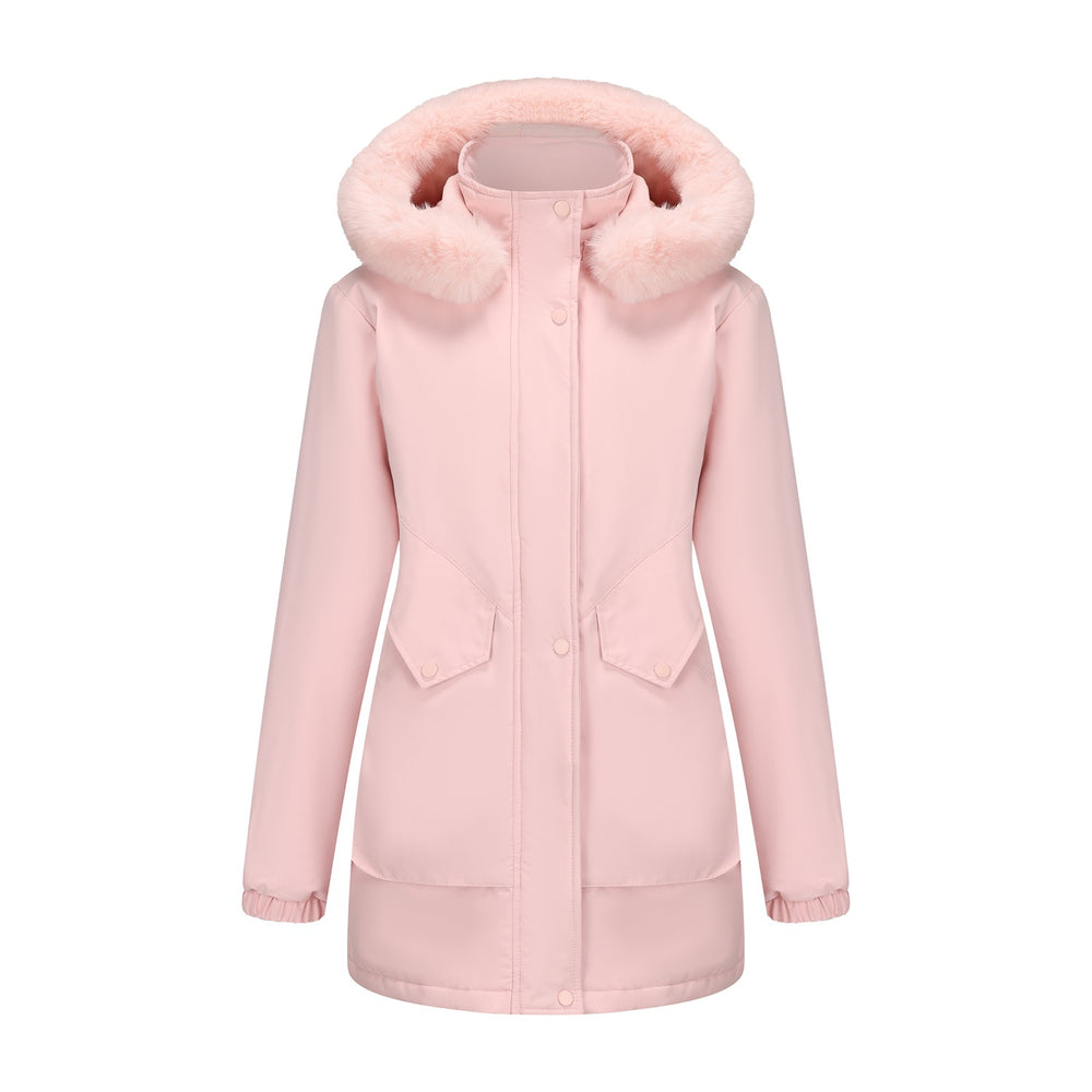 Damen wasserabweisende Parkajacke mit kuscheligem Kunstfellkragen EB