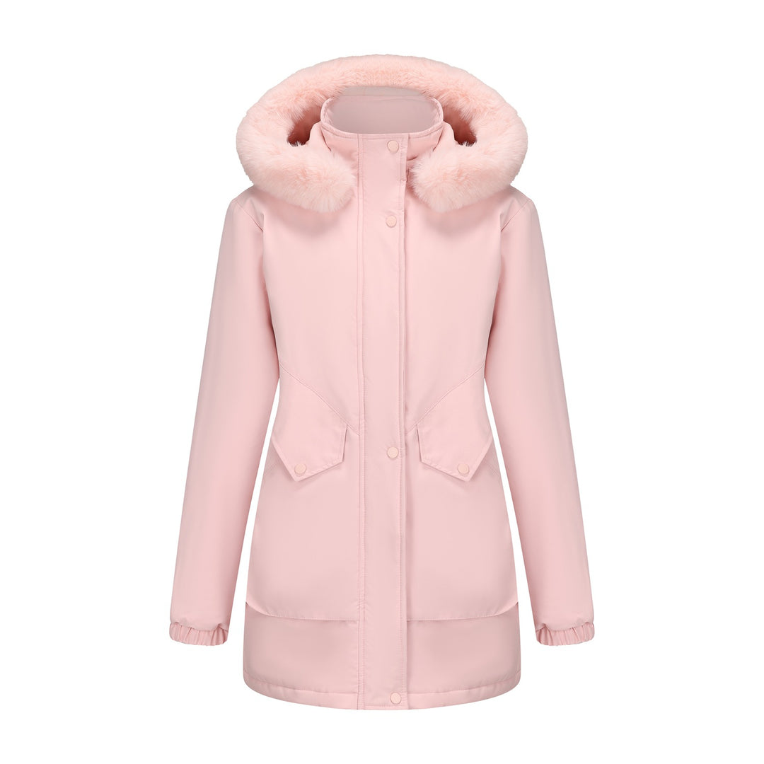 Damen wasserabweisende Parkajacke mit kuscheligem Kunstfellkragen EB