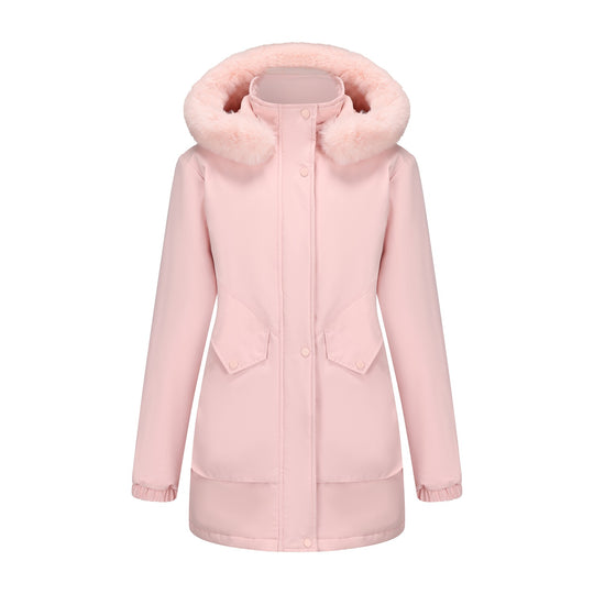 Damen wasserabweisende Parkajacke mit kuscheligem Kunstfellkragen EB