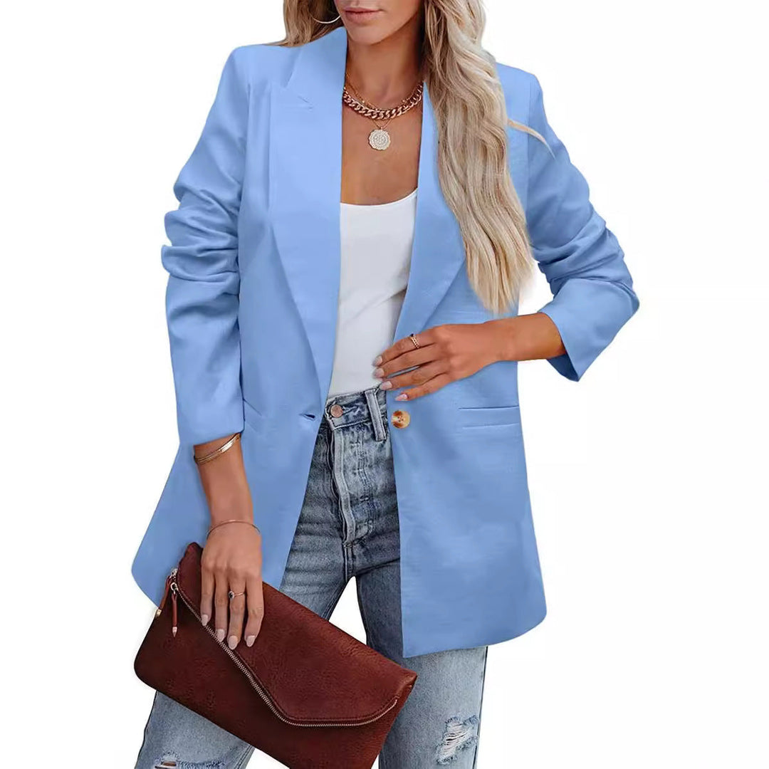 Damen Eleganter Freizeitblazer mit Lässigem Schnitt und Zwei Taschen EB