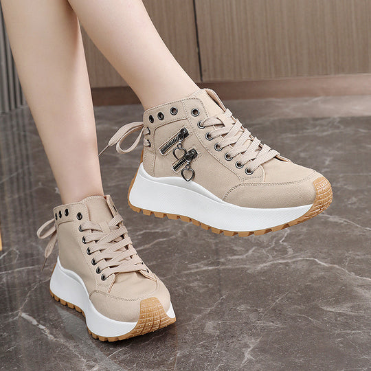 Damen High-Top Sneakers mit modischen Reißverschlussdetails und dämpfender Laufsohle EB