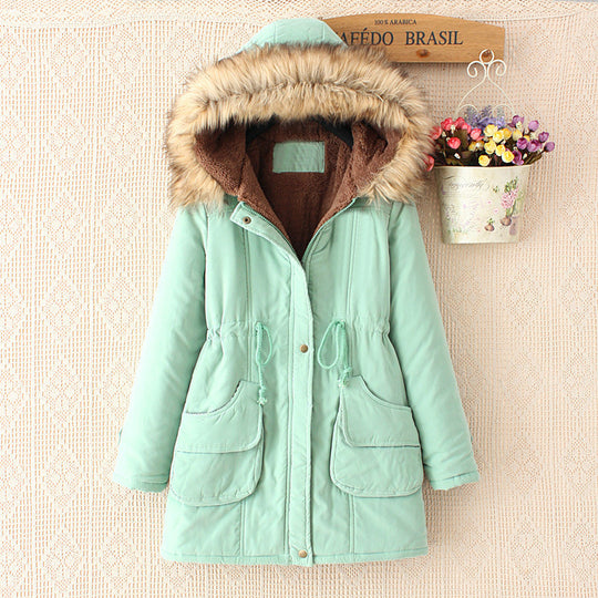 Damen gesteppte Übergangsjacke mit faux Pelzkragen und praktischen Taschen EB