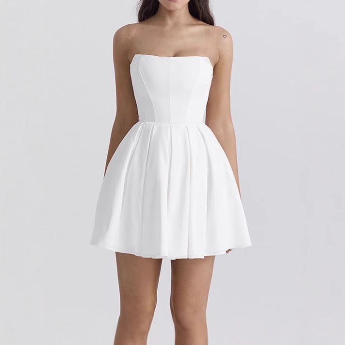 Damen Elegant geschnittenes A-Linie Minikleid EB