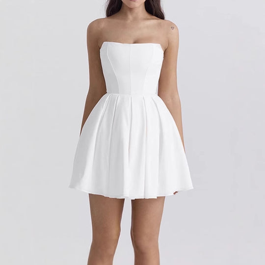 Damen Elegant geschnittenes A-Linie Minikleid EB