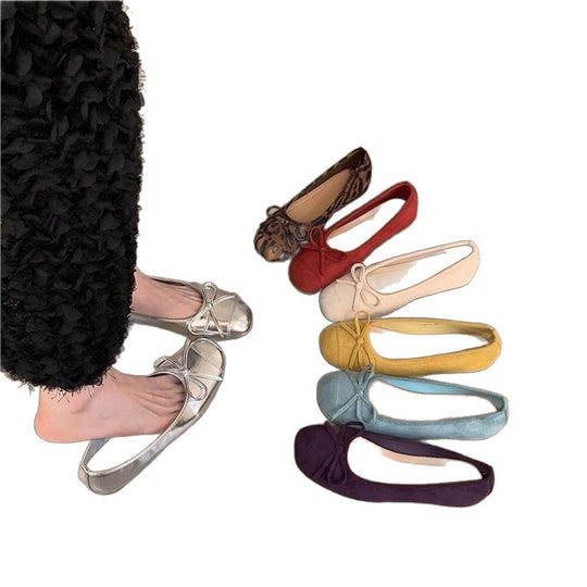 Damen Ballerinas mit glänzender Oberfläche und zierlichem Schleifendetail EB