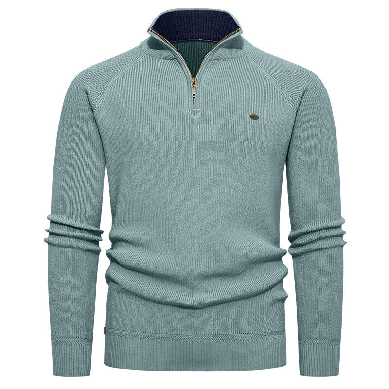 Herren Strickpullover mit Stehkragen und Reißverschluss EB