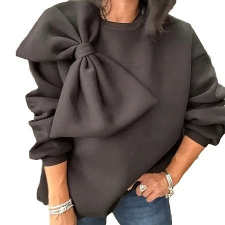 Damen Modischer Sweatshirt mit dekorativem Schleifen-Detail EB