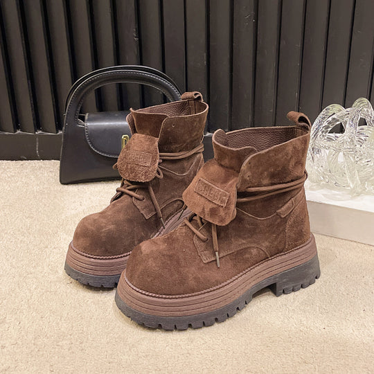 Damen robuste Winterboots mit authentischem Wildleder und stabiler Gummisohle EB