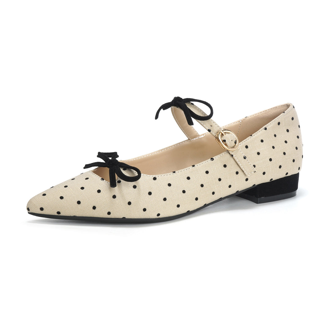 Damen Ballerinas mit elegantem Riemen und modischem Punkten-Design EB