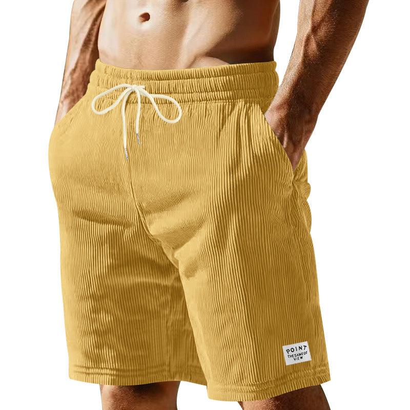 Herren nan knielange Lounge-Shorts im Rippenstrukturjersey mit elastischem Kordelzugbund und aufgesetzten Eingrifftaschen EB