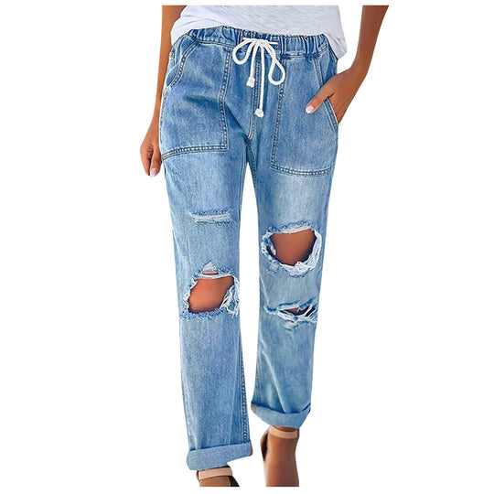 Damen Relaxed Fit Jeans mit modernen Rissen EB